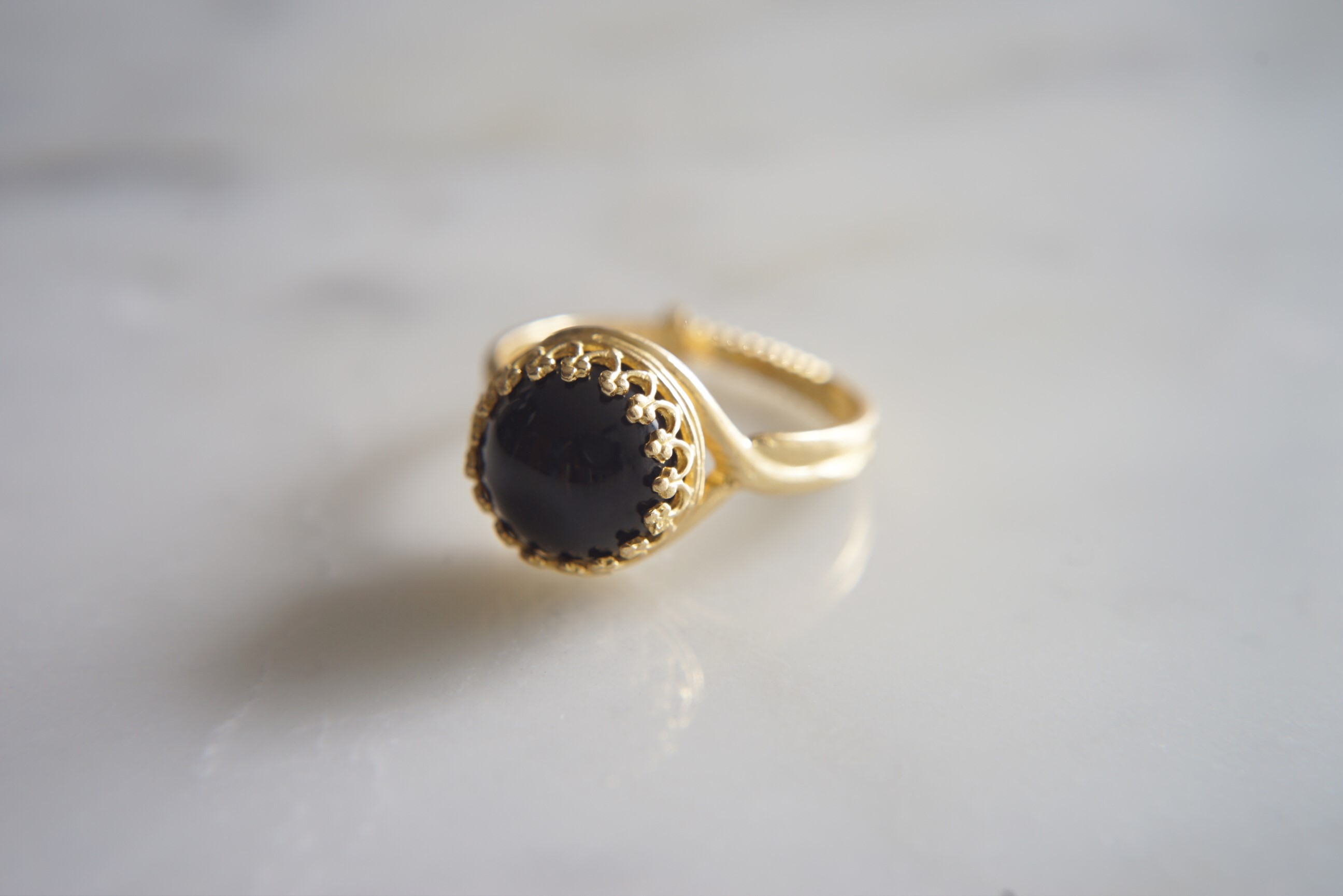 真鍮(ブラス)製　ブラックオニキス指輪